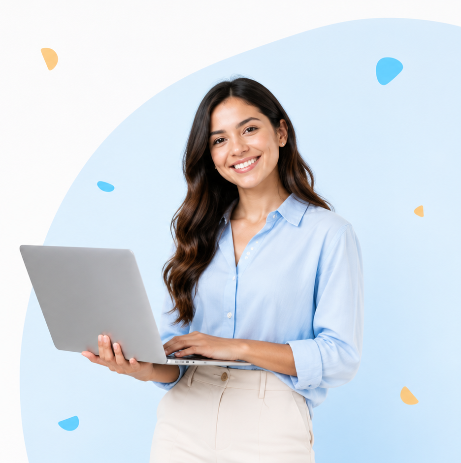 Docente preparándose con una laptop